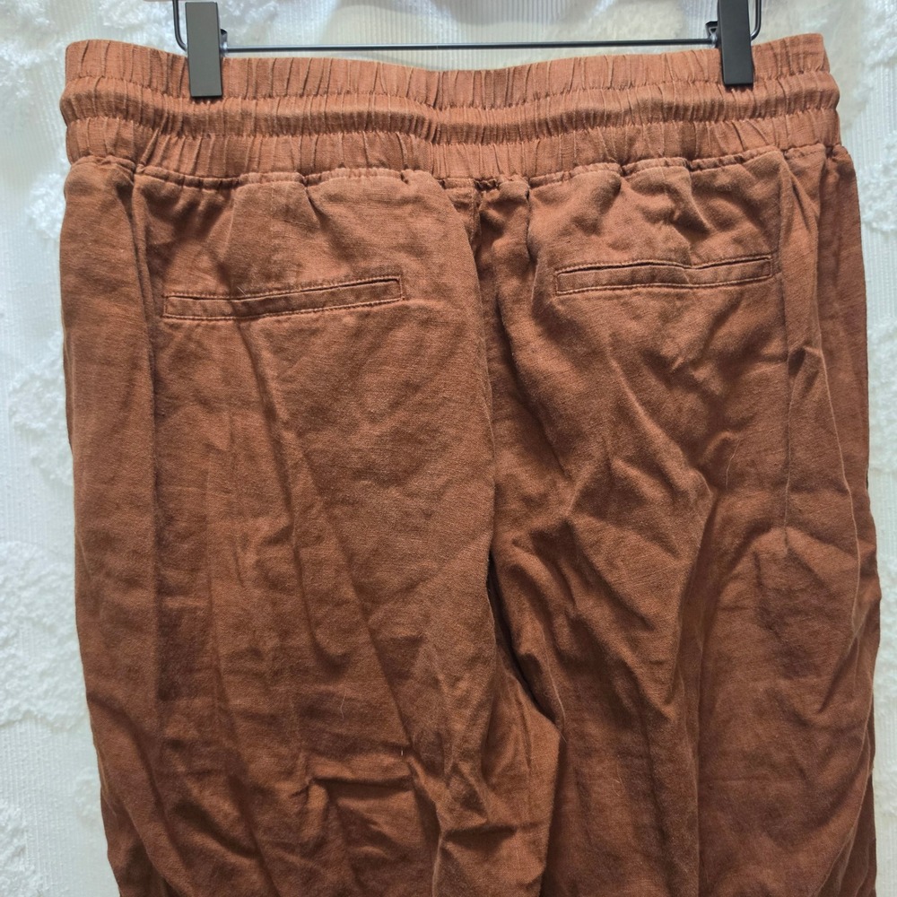 Quince Womens Brown 100% European Linen Wide Leg Drawstring Pants Size Large - Picture 8 of 9